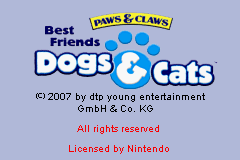 Paws & Claws - Best Friends - Dogs & Cats Title Screen